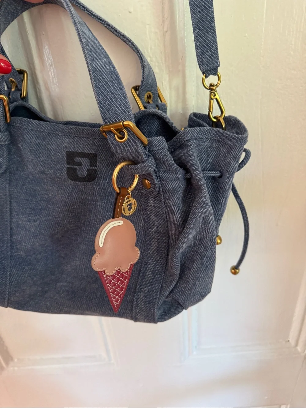 Gerard Darel Handbag in washed canvas - 18H & bag charm